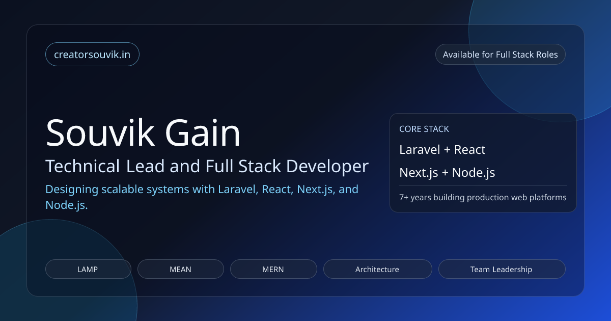 Souvik Gain | Technical Lead and Full Stack Developer